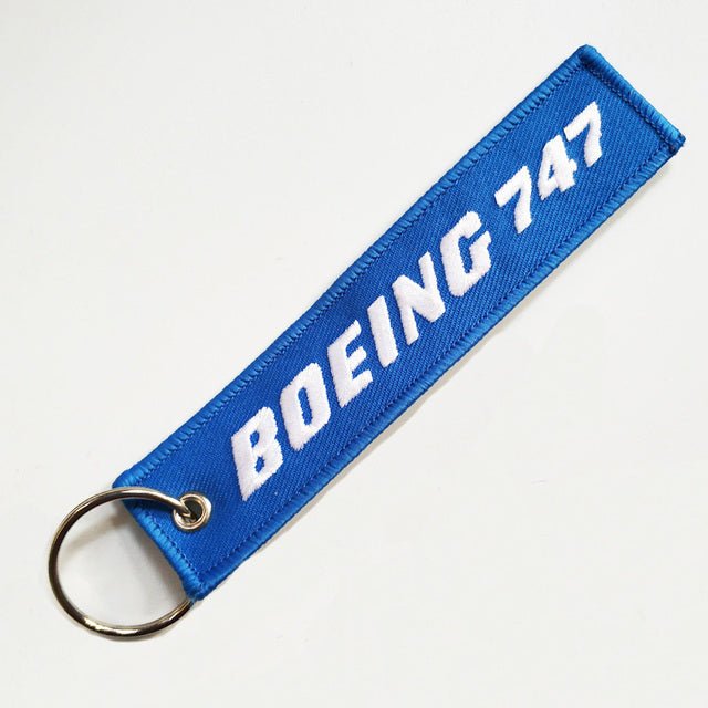 1 PC BOEING 747 KEYCHAIN NEW FASHION TRINKET PHONE STRAP BLACK EMBROIDERY - PILOTSX