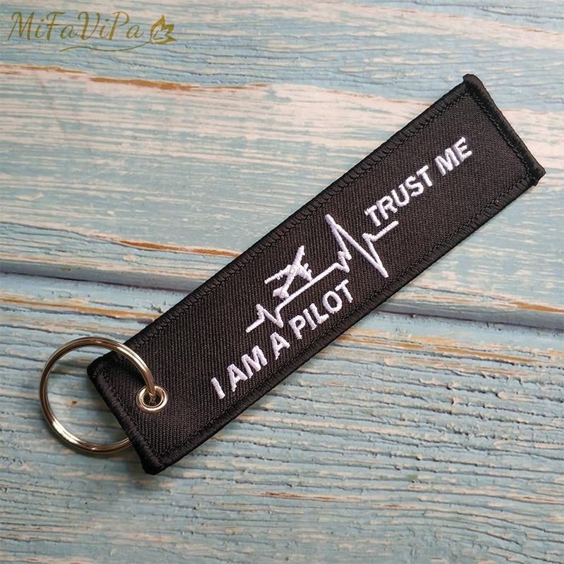 10 PCS EMBROIDERY HEARTBEATS I AM A PILOT KEY RING - PILOTSX