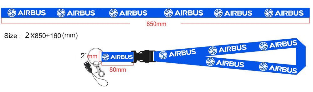 100 PCS AIRBUS LANYARDS NECK STRAP CHAVEIRO KEY CHAIN - PILOTSX