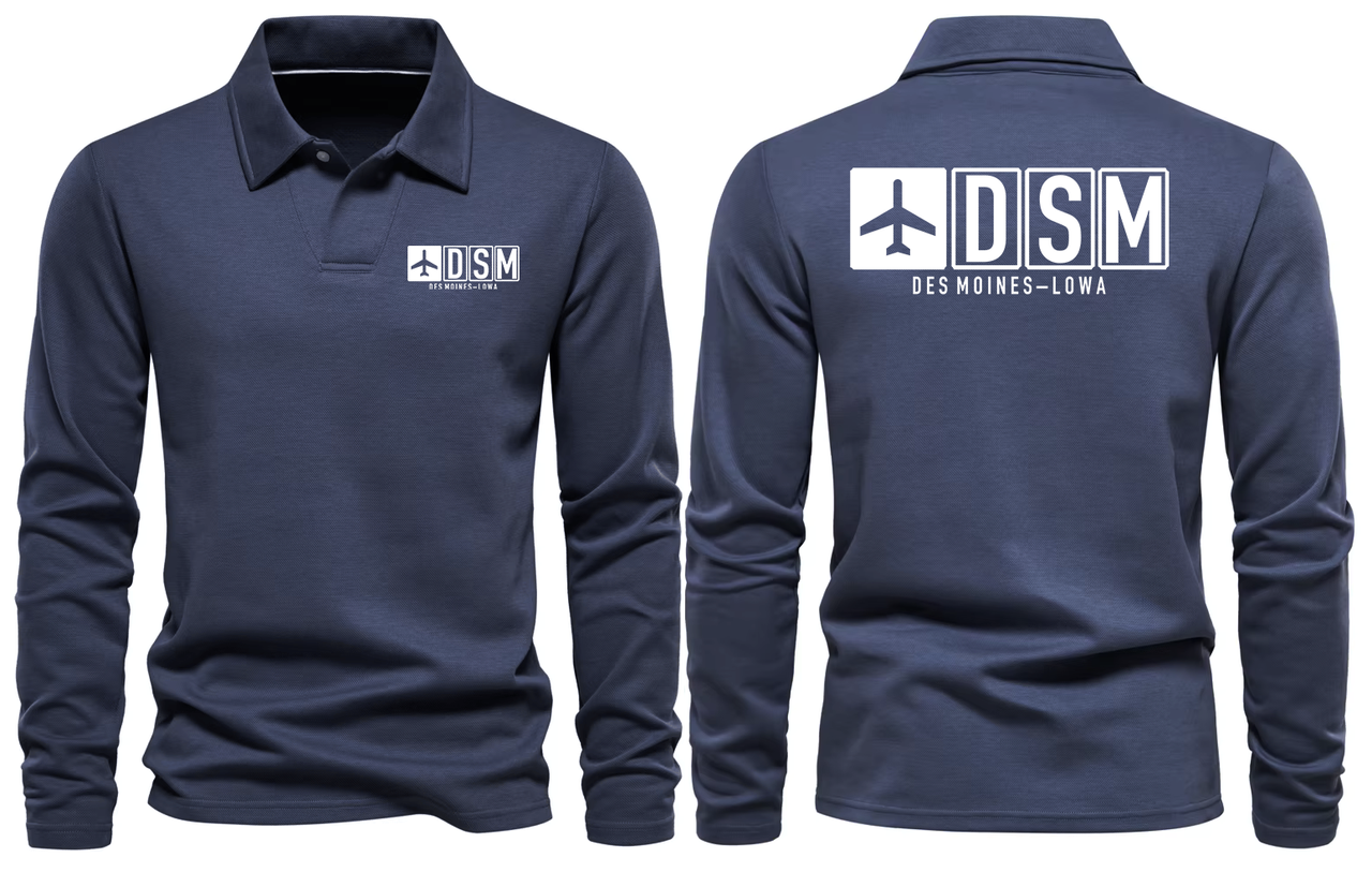 DSM AIRPORT LONG SLEEVE POLO