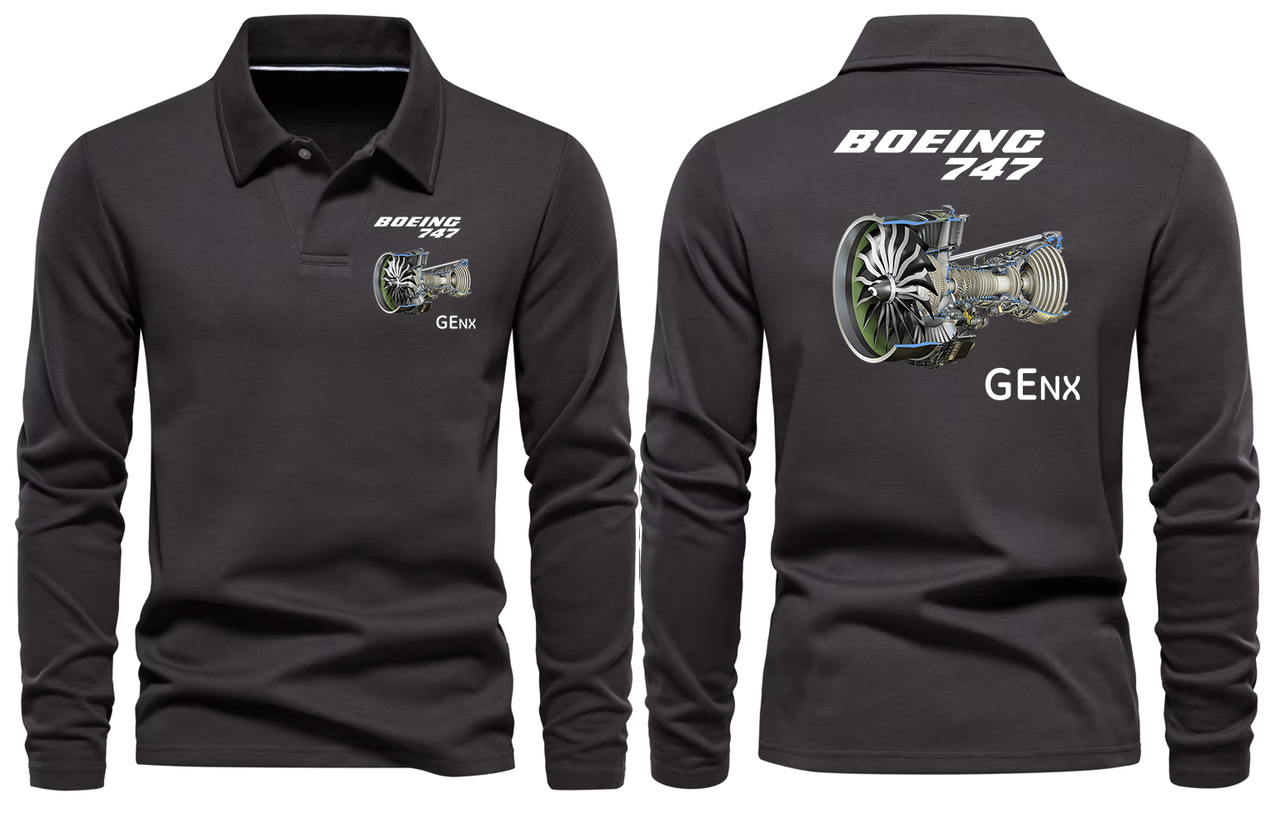 BOEING 747 GENX LONG SLEEVE  POLO