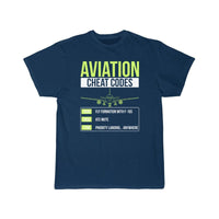 Thumbnail for Aviation Cheat Codes Funny ATC Pilot  T-SHIRT THE AV8R