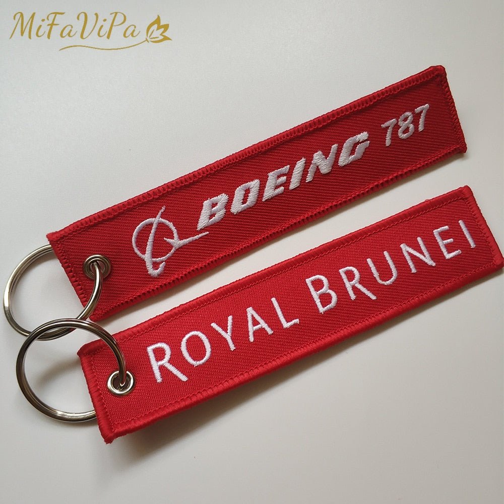 2 PCS A ROYAL BRUNEI B BOEING 787 EMBROIDERY KEY CHAINS - PILOTSX