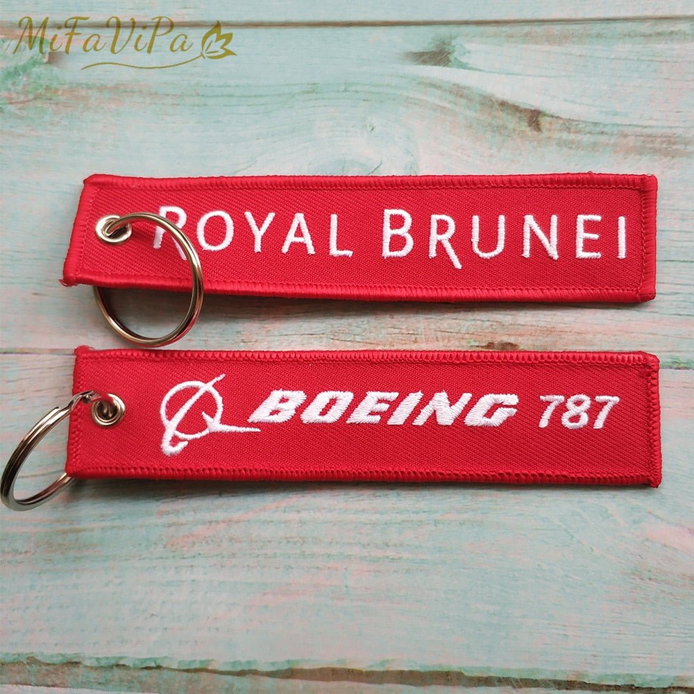 2 PCS A ROYAL BRUNEI B BOEING 787 EMBROIDERY KEY CHAINS - PILOTSX