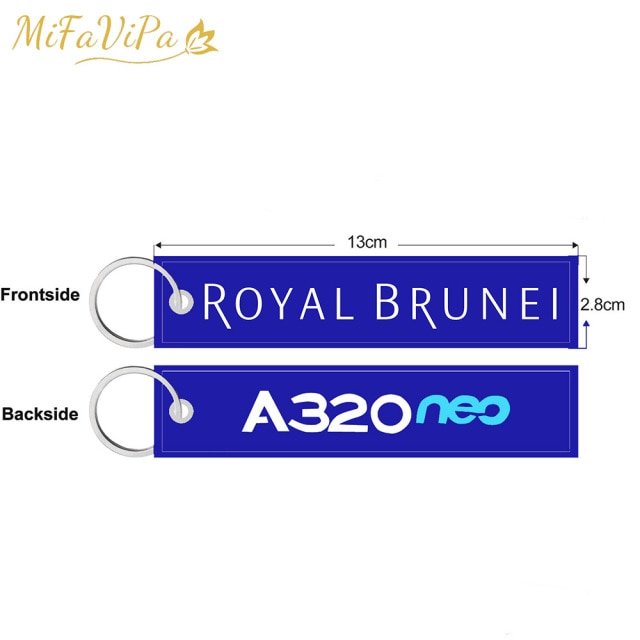 2 PCS A ROYAL BRUNEI SIDE B A320 EMBROIDERY KEY CHAIN - PILOTSX