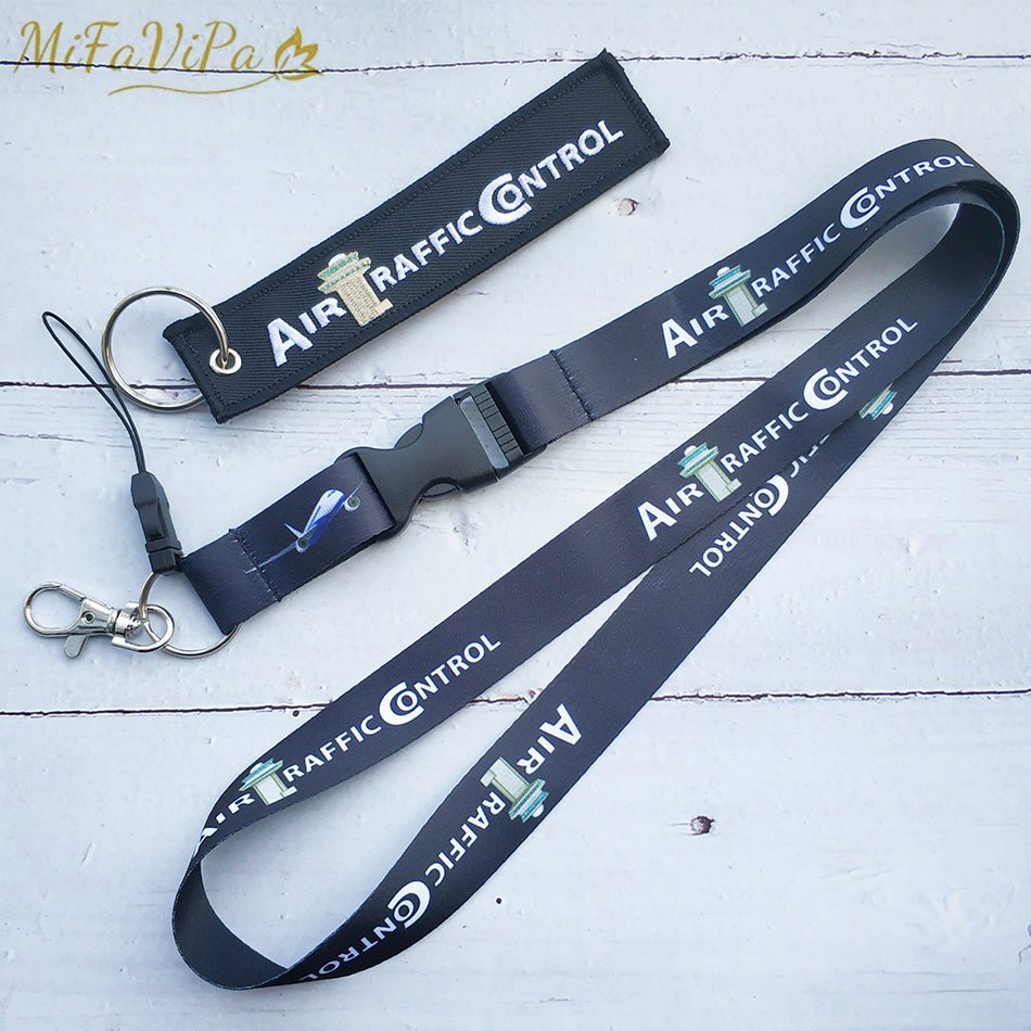 2 PCS AIR TRAFFIC CONTROLLER LANYARD ATC NECK STRAP KEYCHAIN - PILOTSX