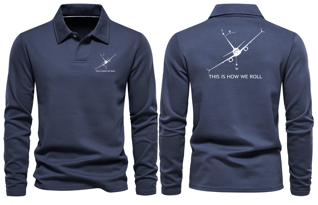 BOEING THIS IS HOW TO  WE ROLL LONG SLEEVE  POLO