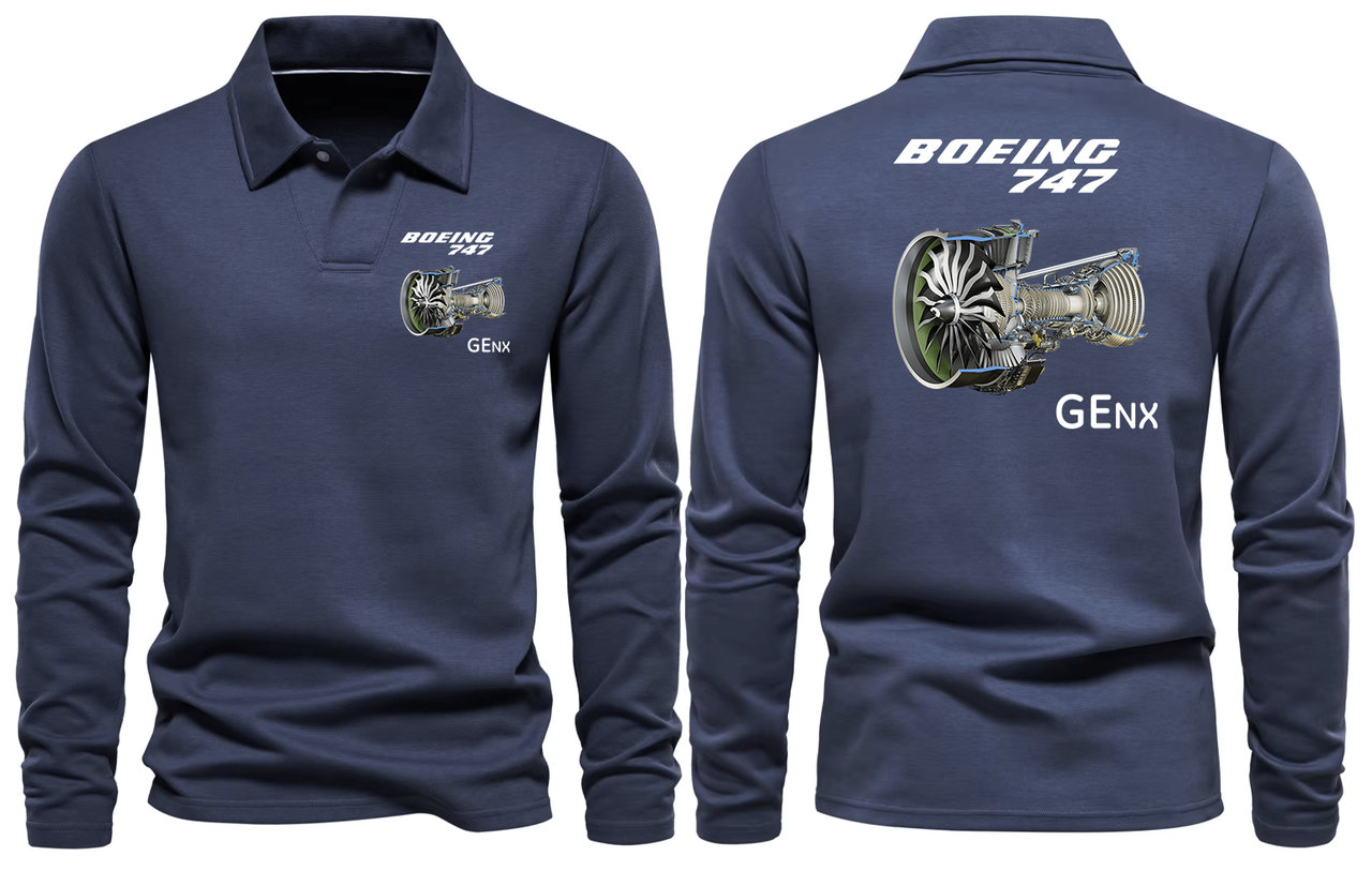 BOEING 747 GENX LONG SLEEVE  POLO