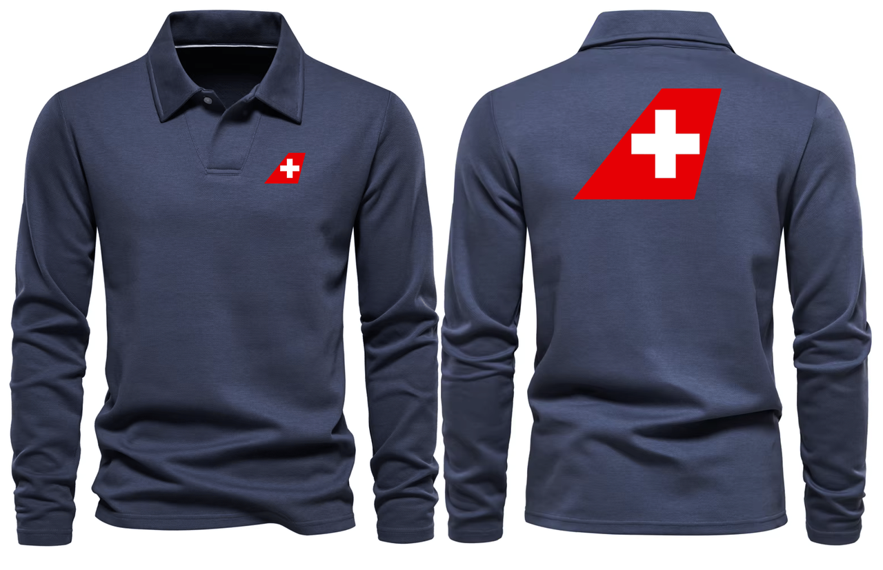 AIR SWISS AIRLINES LONG SLEEVE  POLO