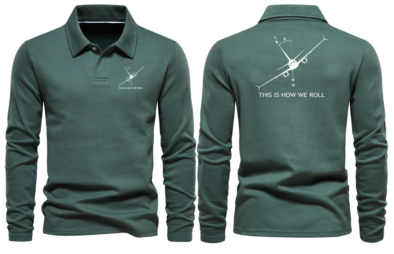 BOEING THIS IS HOW TO  WE ROLL LONG SLEEVE  POLO