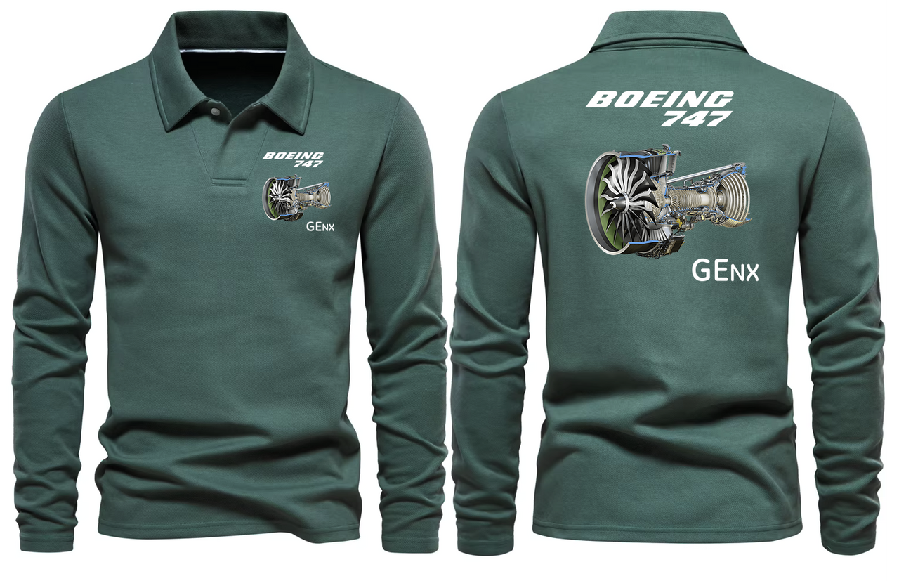 BOEING 747 GENX LONG SLEEVE  POLO