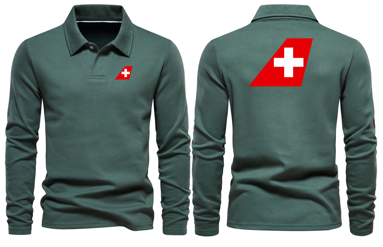 AIR SWISS AIRLINES LONG SLEEVE  POLO