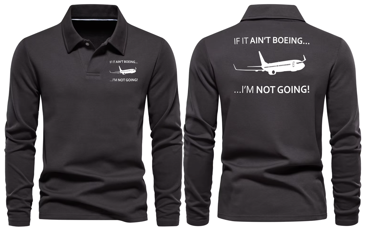BOEING I AM NOT GOING LOGO LONG SLEEVE  POLO