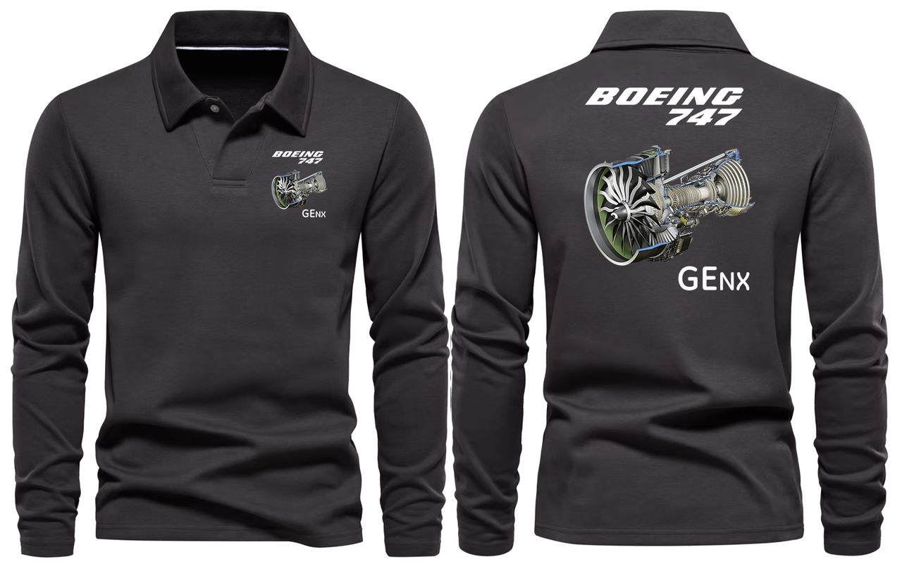 BOEING 747 GENX LONG SLEEVE  POLO