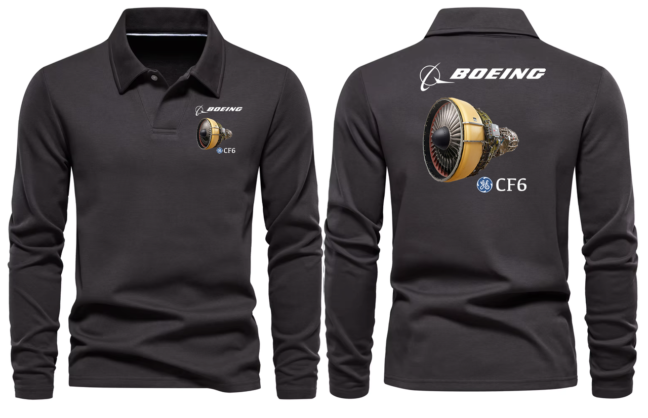 BOEING CF6 LONG SLEEVE  POLO