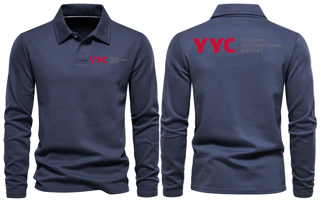 YYC AIRPORT LONG SLEEVE  POLO