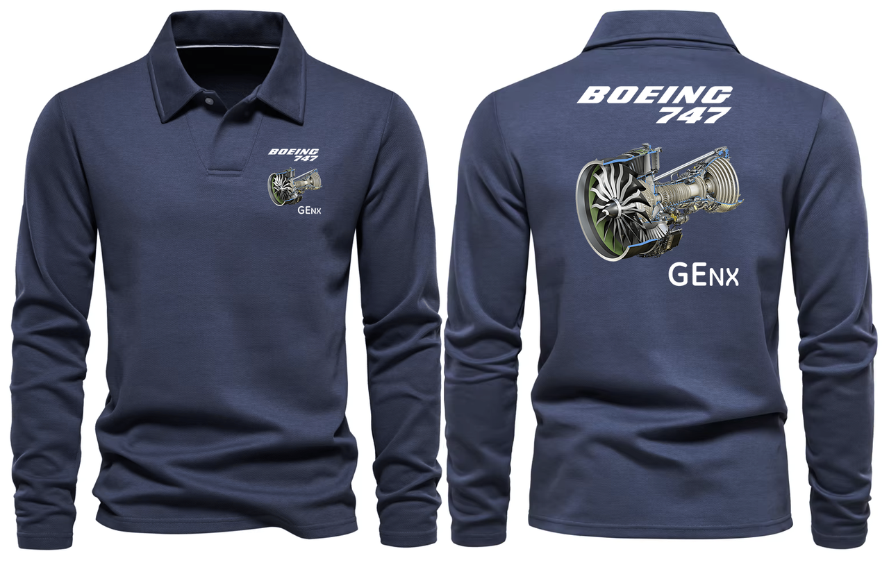 BOEING 747 GENX LONG SLEEVE  POLO