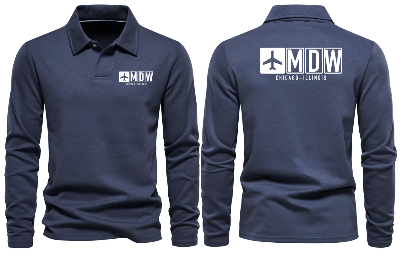 MDW AIRPORT LONG SLEEVE POLO