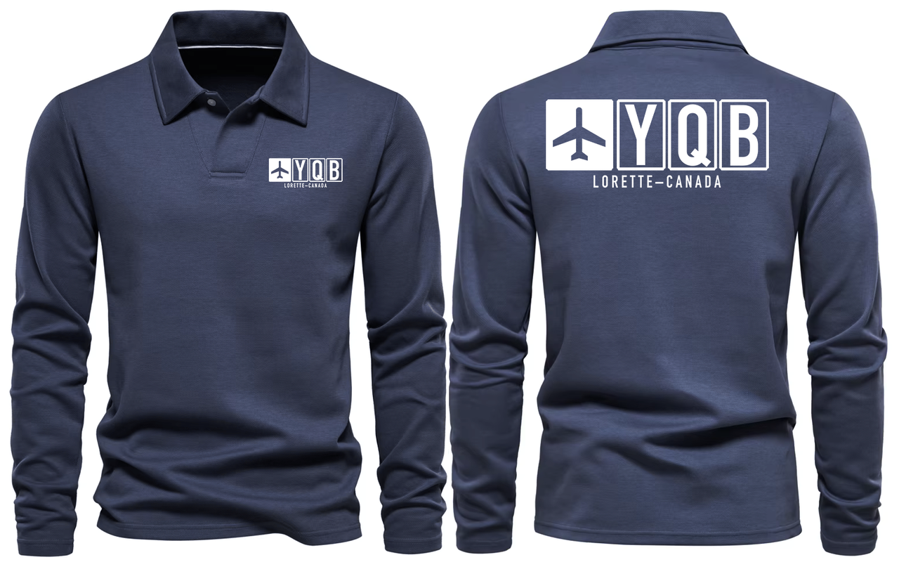 YQB AIRPORT LONG SLEEVE POLO