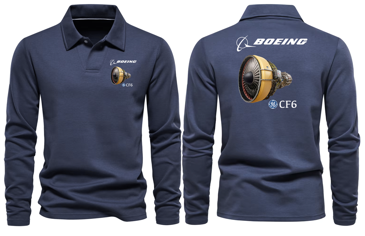 BOEING CF6 LONG SLEEVE  POLO