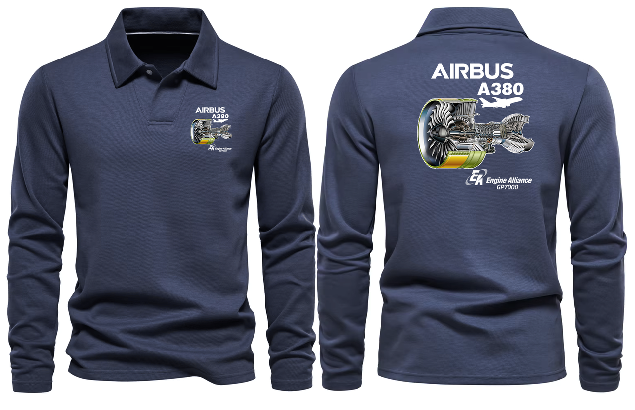 AIRBUS A380 ENGINE GP7000 LONG SLEEVE  POLO