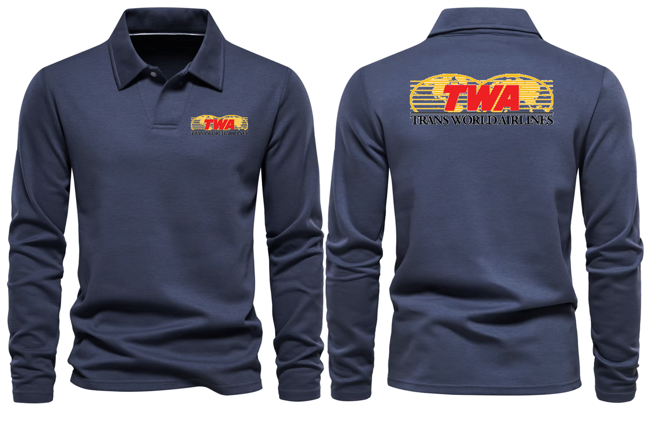 TWA AIRLINES LONG SLEEVE  POLO