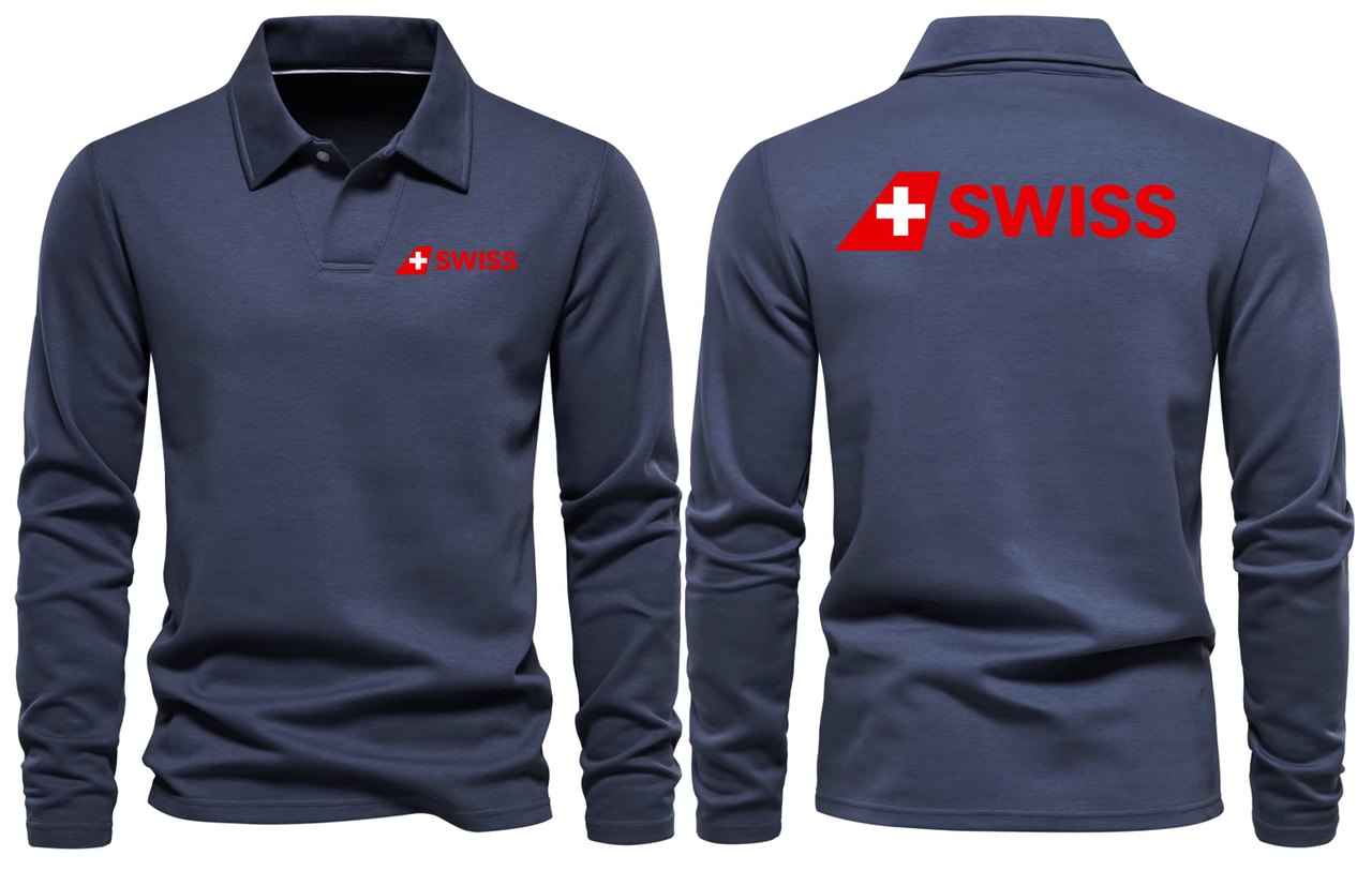 SWISS AIRLINES LONG SLEEVE  POLO