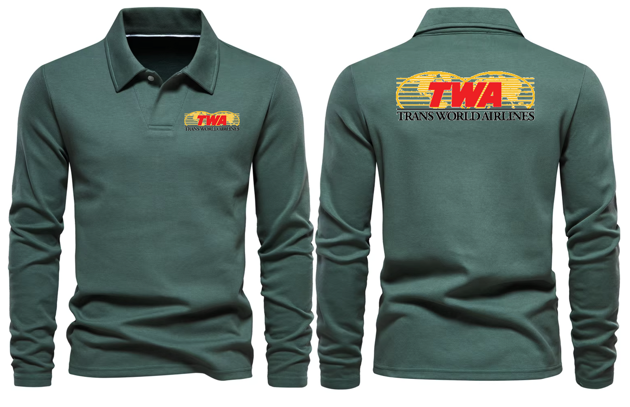 TWA AIRLINES LONG SLEEVE  POLO