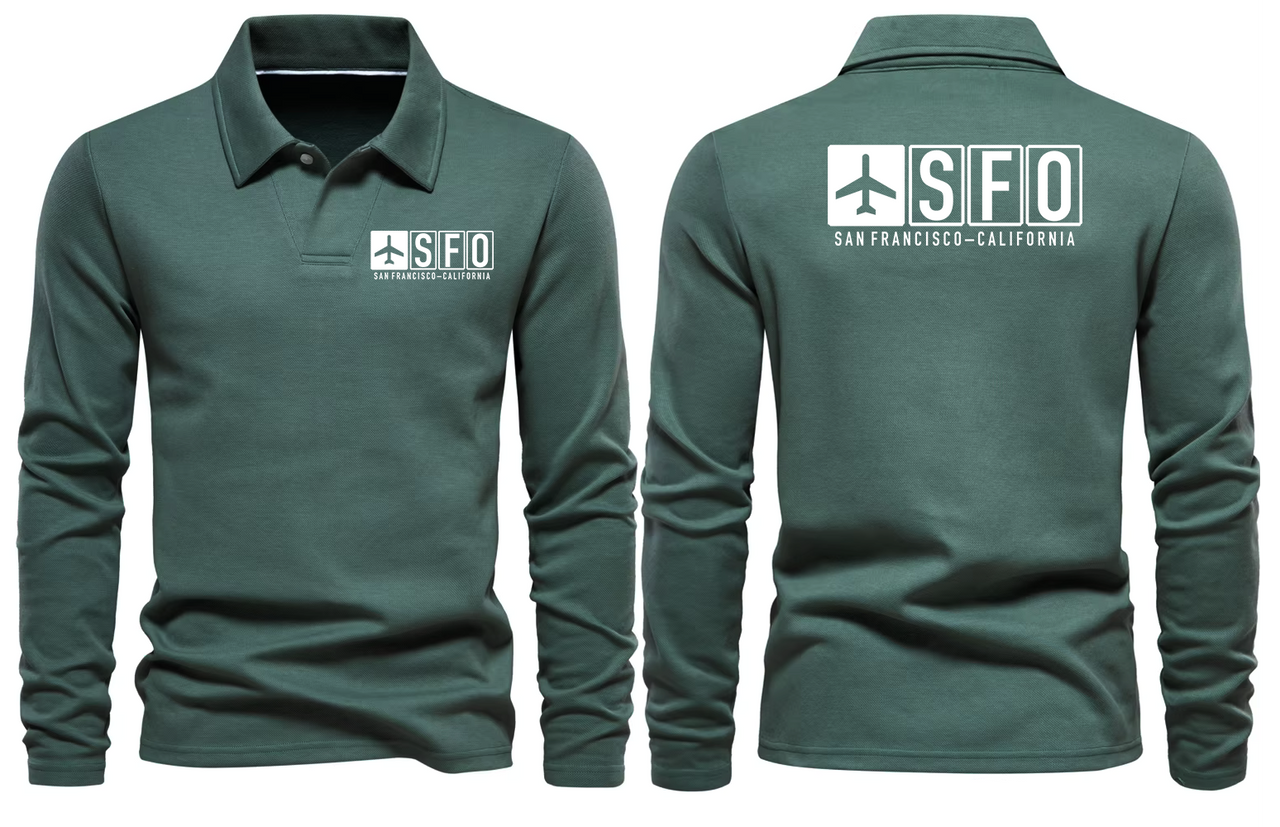 SFO AIRPORT LONG SLEEVE POLO