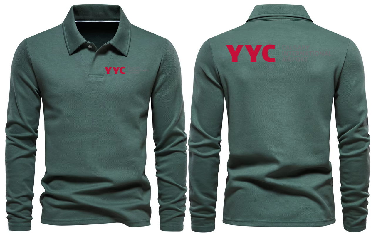 YYC AIRPORT LONG SLEEVE  POLO