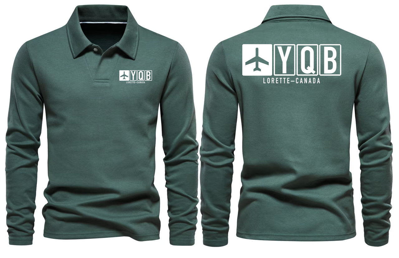 YQB AIRPORT LONG SLEEVE POLO