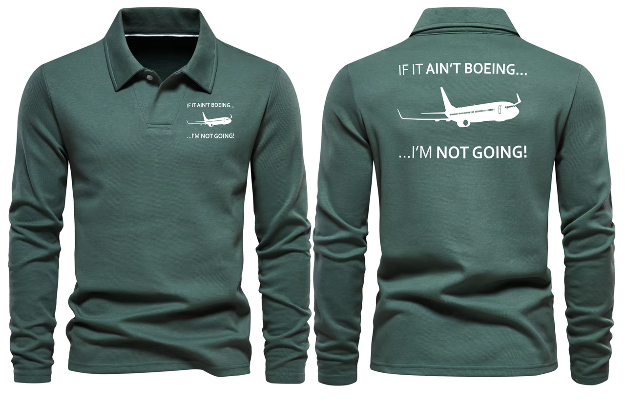 BOEING I AM NOT GOING LOGO LONG SLEEVE  POLO