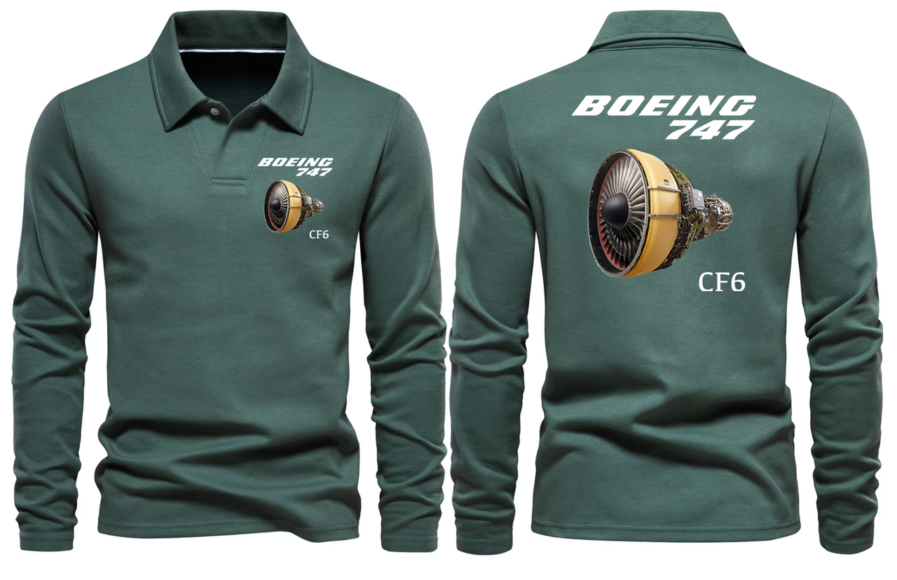 BOEING 747 CF6 LONG SLEEVE  POLO