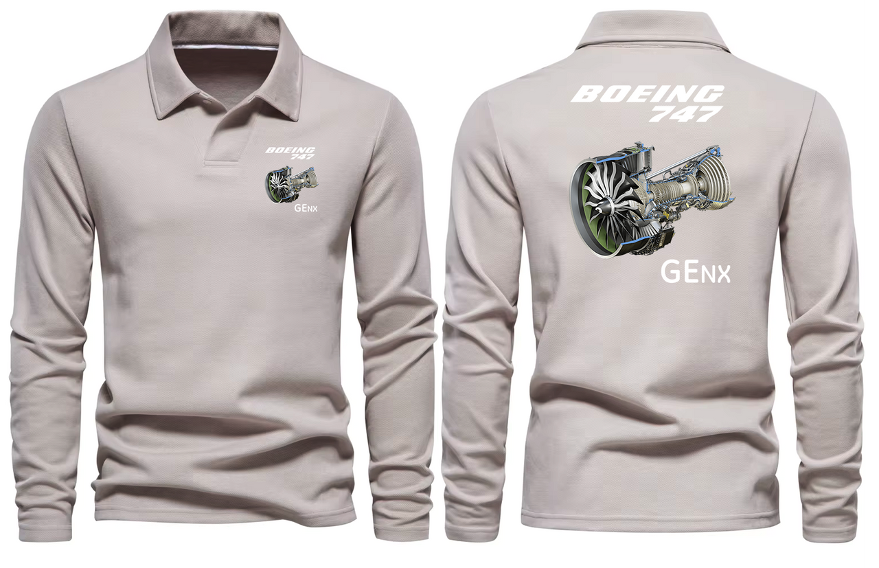 BOEING 747 GENX LONG SLEEVE  POLO