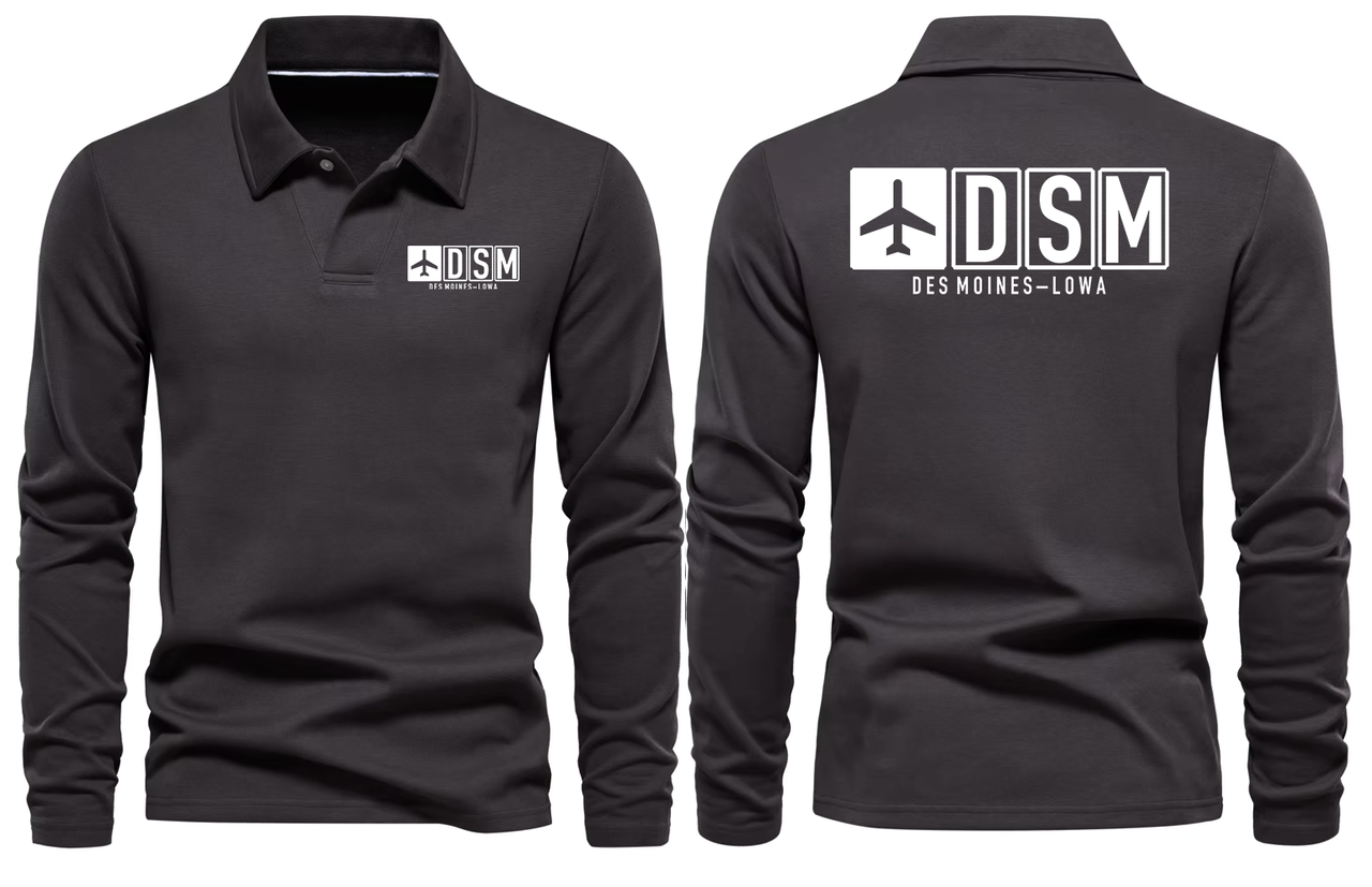 DSM AIRPORT LONG SLEEVE POLO