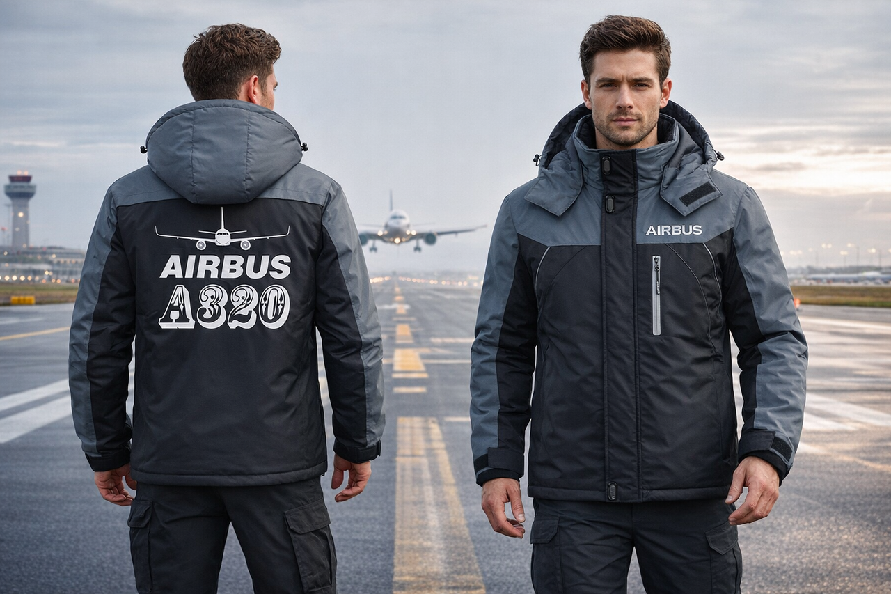 Airbus A320 Winter Coat - Water-Resistant Heavy Snow Windbreaker With Unique Design & Utility Pockets