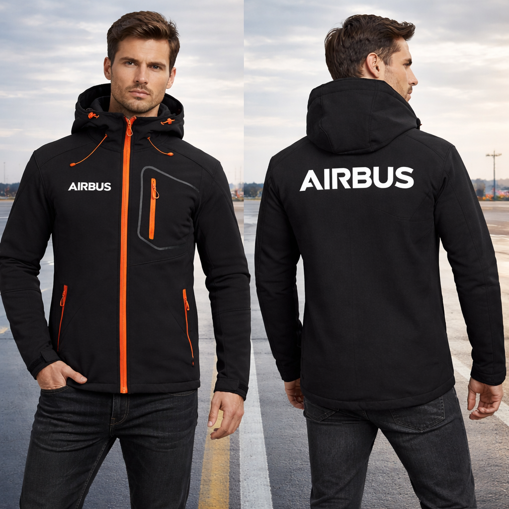 AIRBUS LOGO WATERPROOF WINDPROOF SOFTSHELL HOODED JACKET