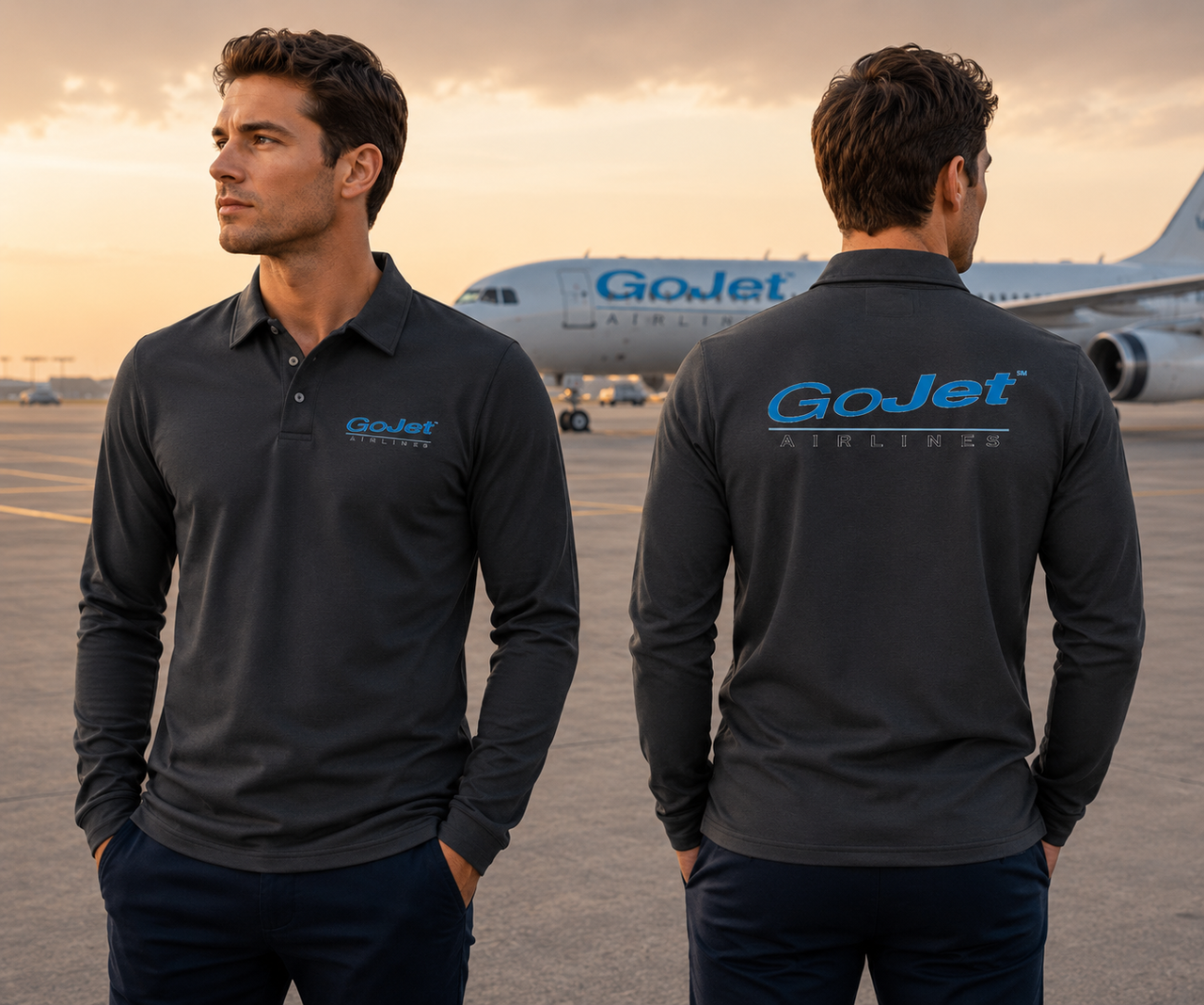 GO JET AIRLINES LONG SLEEVE  POLO