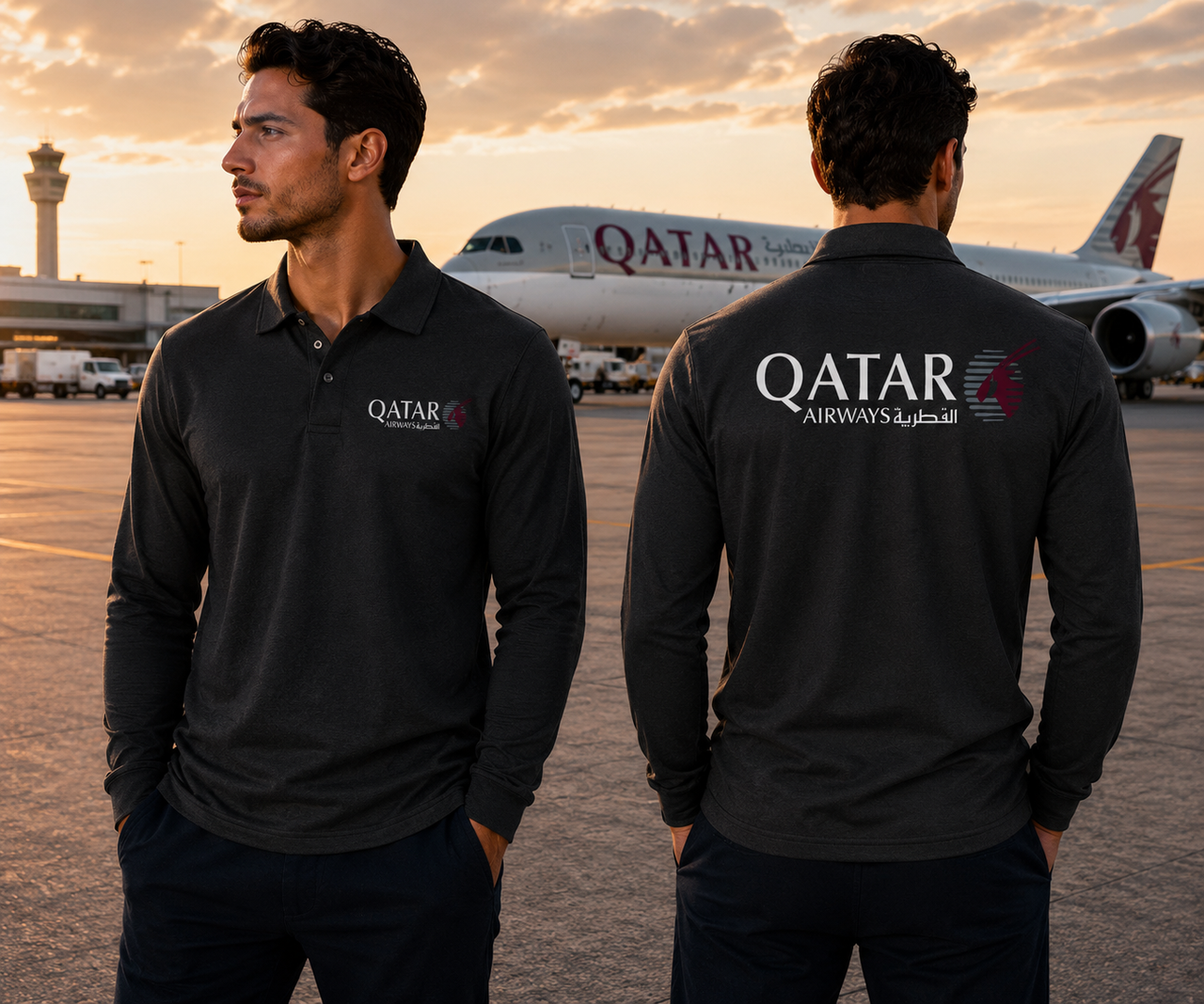 QATAR AIR  LONG SLEEVE  POLO