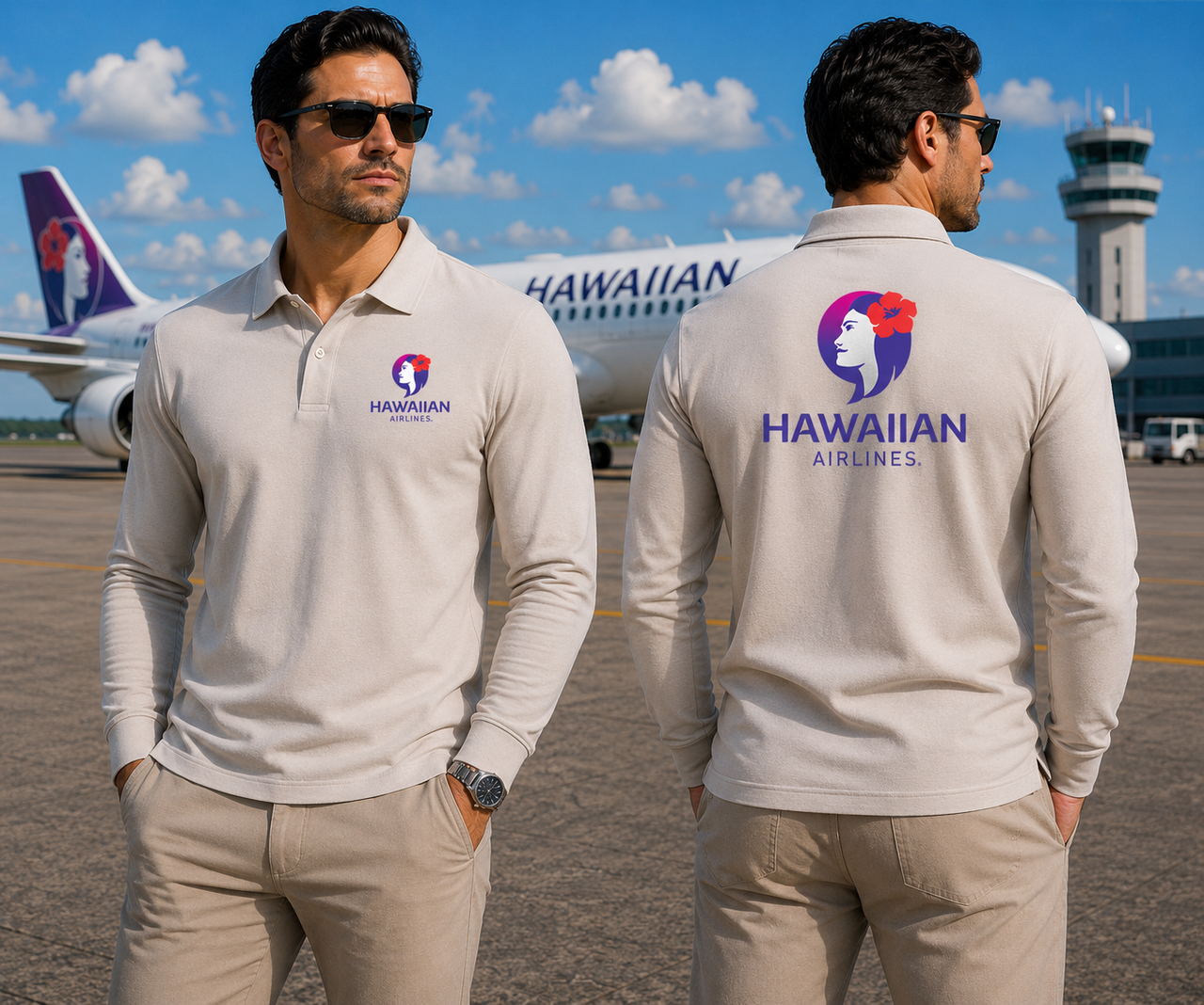 AIR HAWAIIAN AIRLINES LONG SLEEVE  POLO