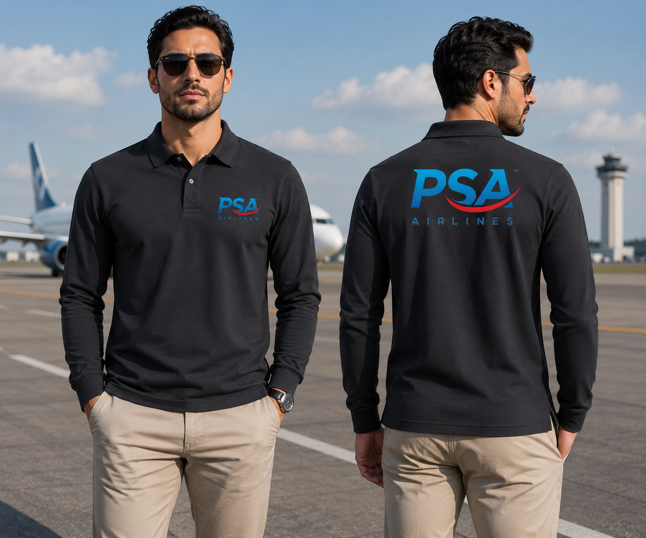 PSA AIRLINES LONG SLEEVE  POLO