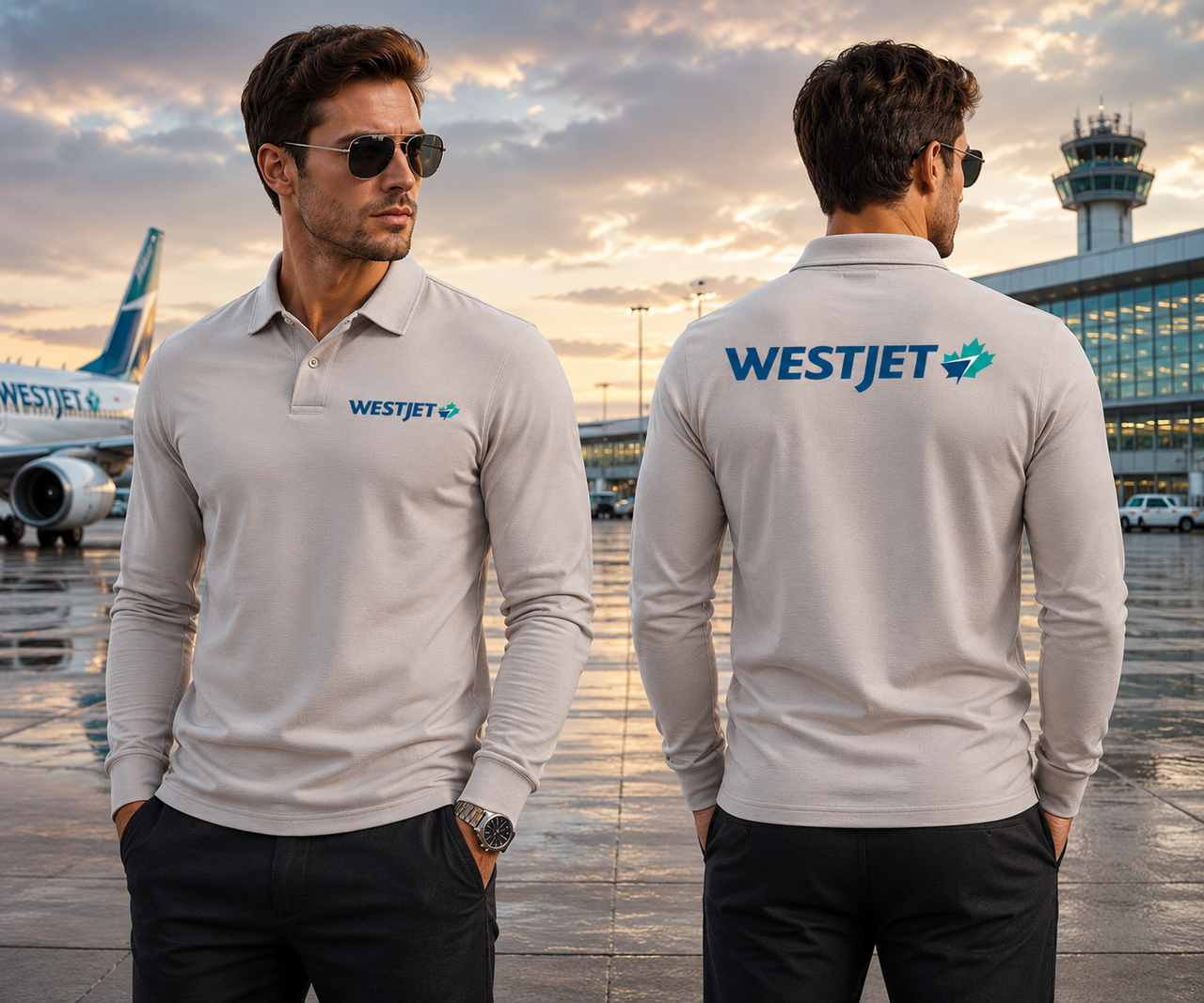 AIR WESTJET LONG SLEEVE  POLO