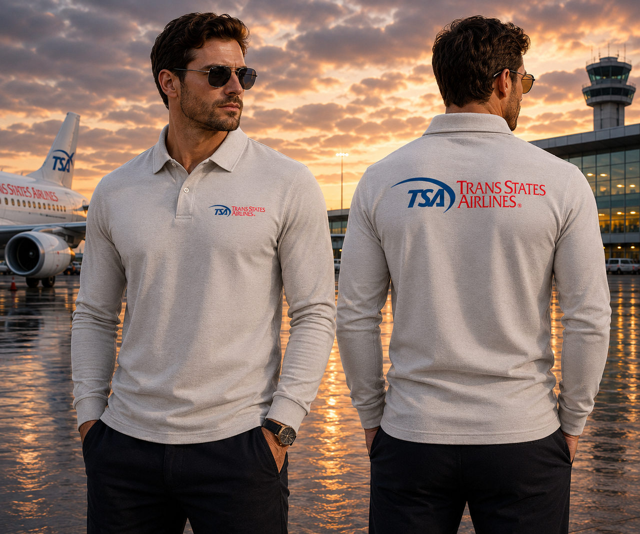 TRANS SATATES AIRLINES LONG SLEEVE  POLO