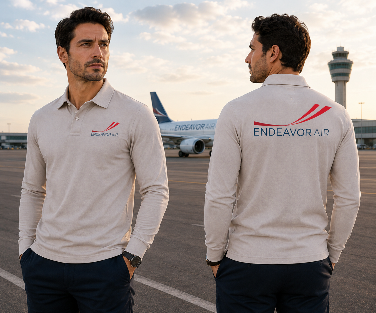 ENDEAVOR AIRLINES LONG SLEEVE  POLO