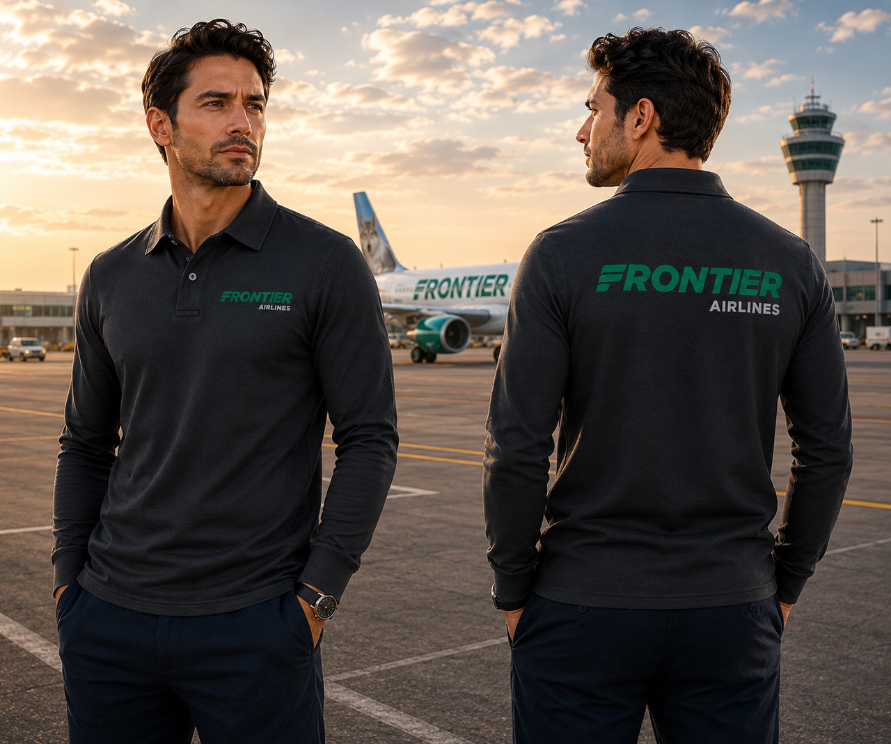 FRONTIER AIRLINES LONG SLEEVE  POLO