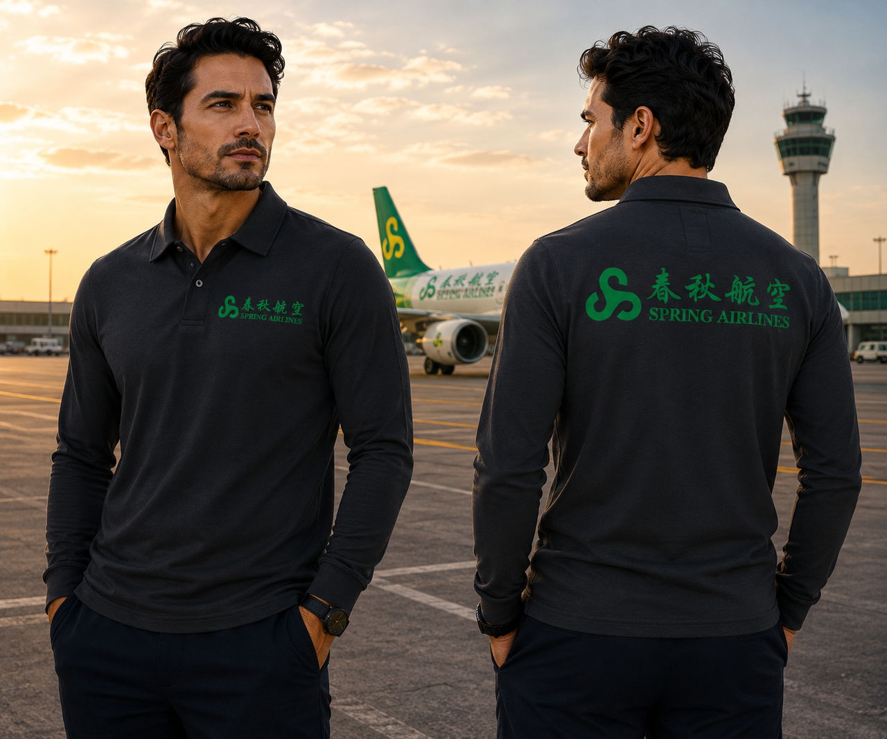 SPRING AIRLINES LONG SLEEVE  POLO