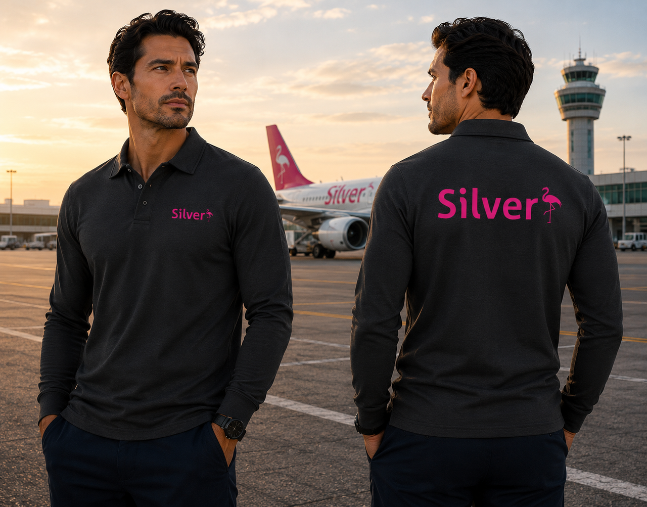 SILVER LONG SLEEVE  POLO