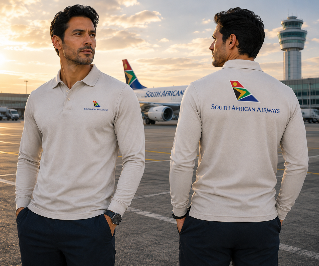 SOUTH AFRICAN AIRWAYS LONG SLEEVE  POLO