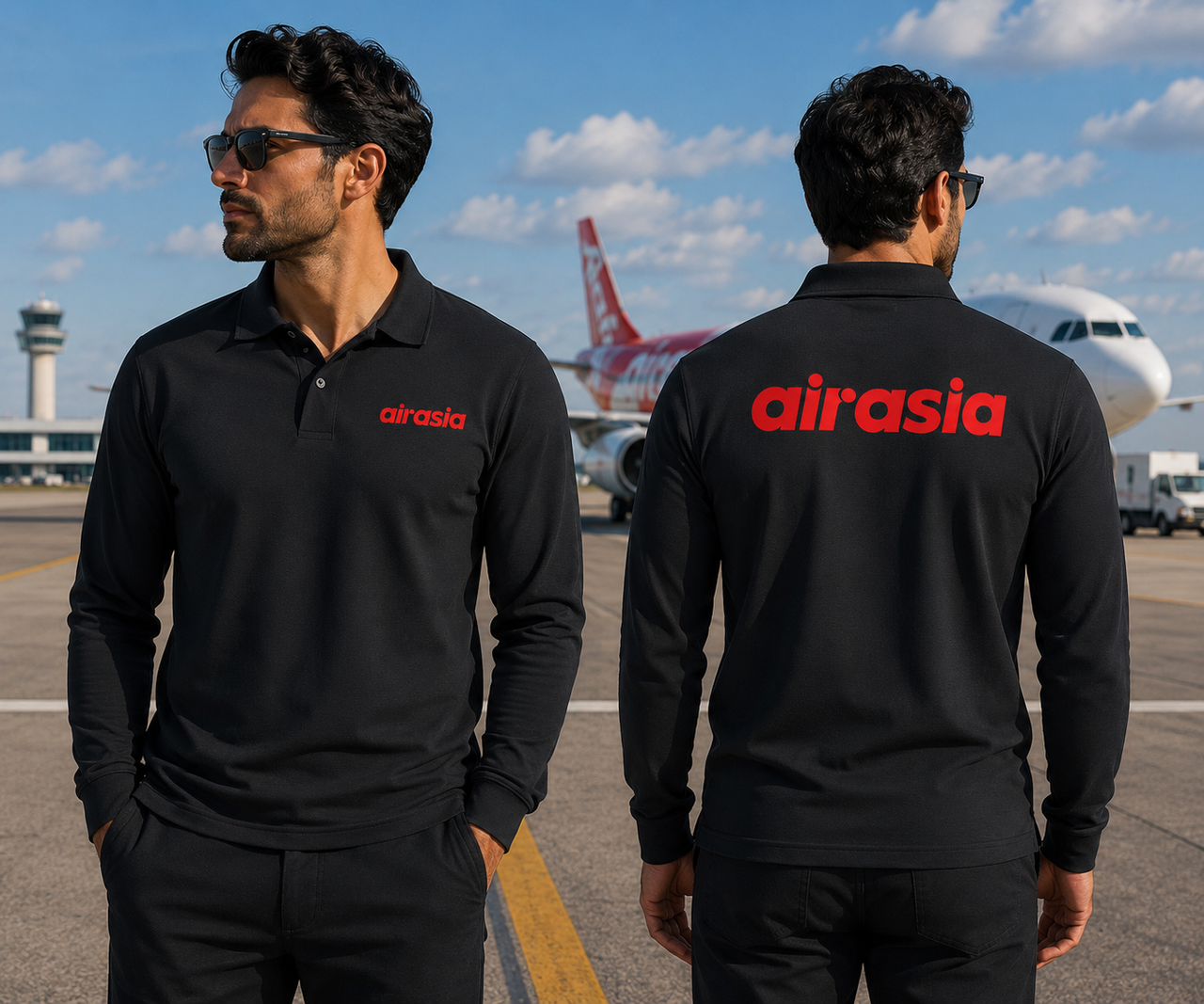 AIR ASIA  LONG SLEEVE  POLO