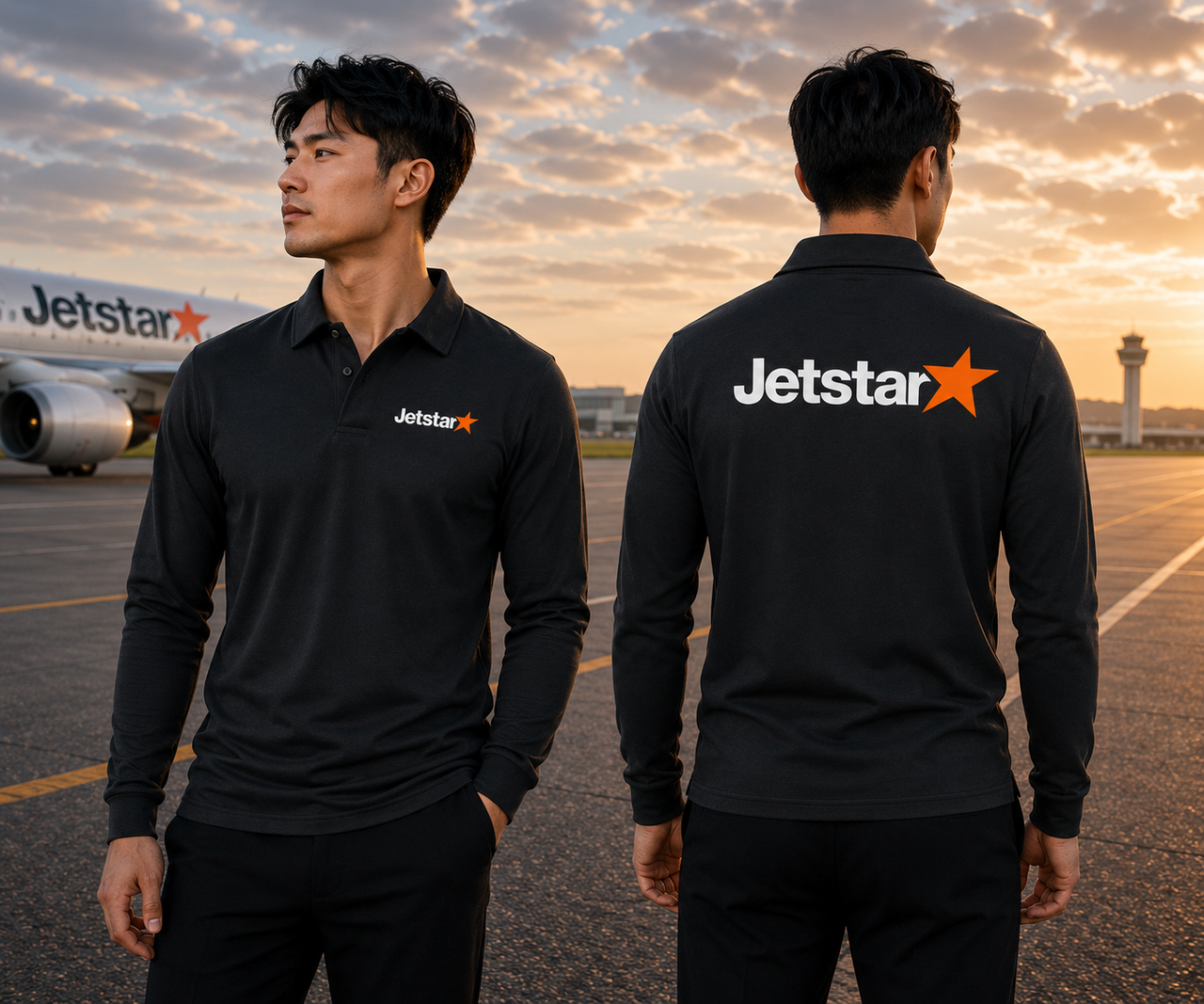 JETTSTAR  LONG SLEEVE  POLO